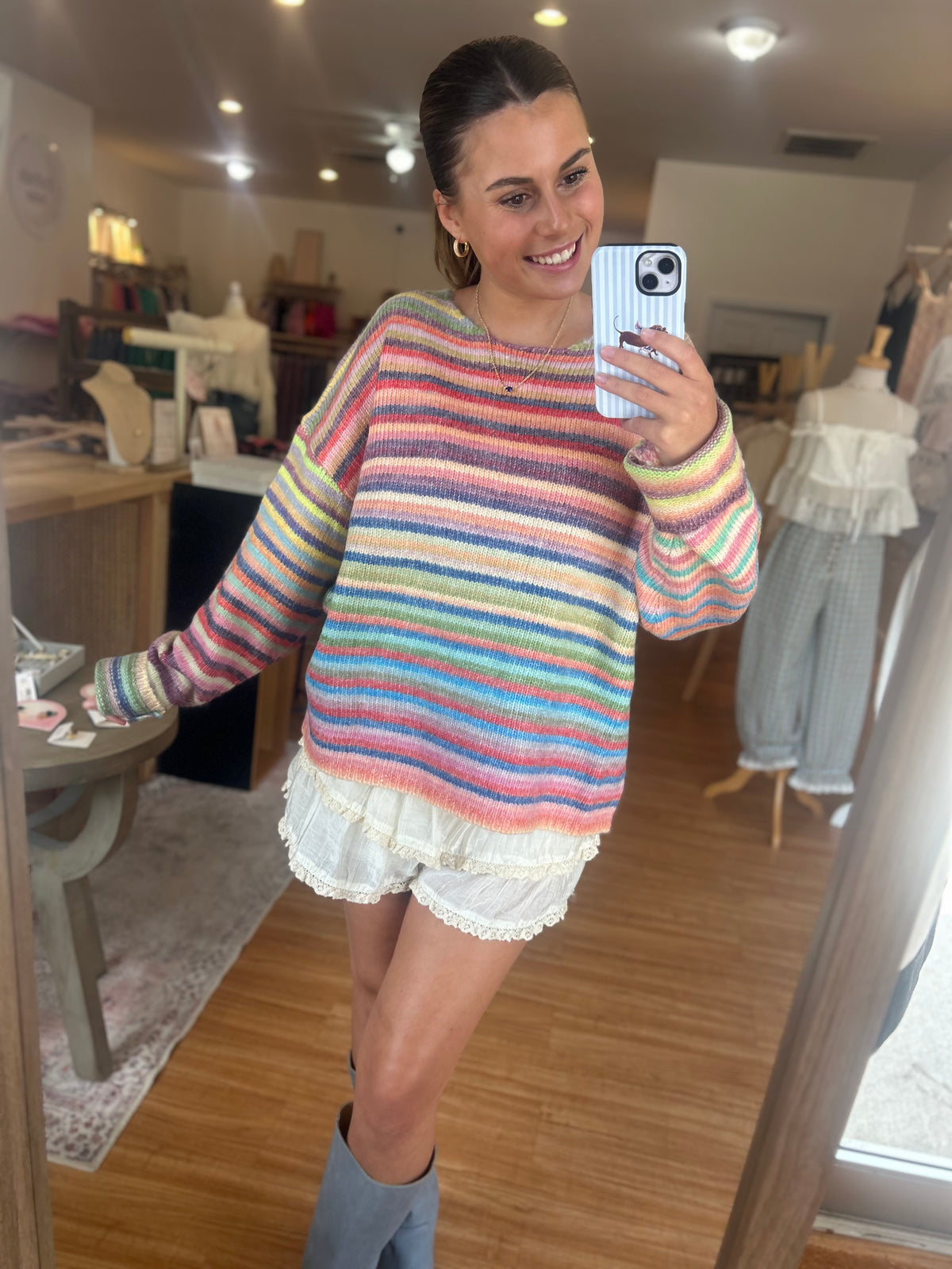 Rainbow Striped Sweater ￼