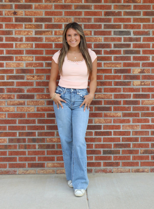 Blush Lace and Bow Top