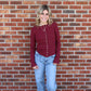 Wine Long Sleeve Button Down Top