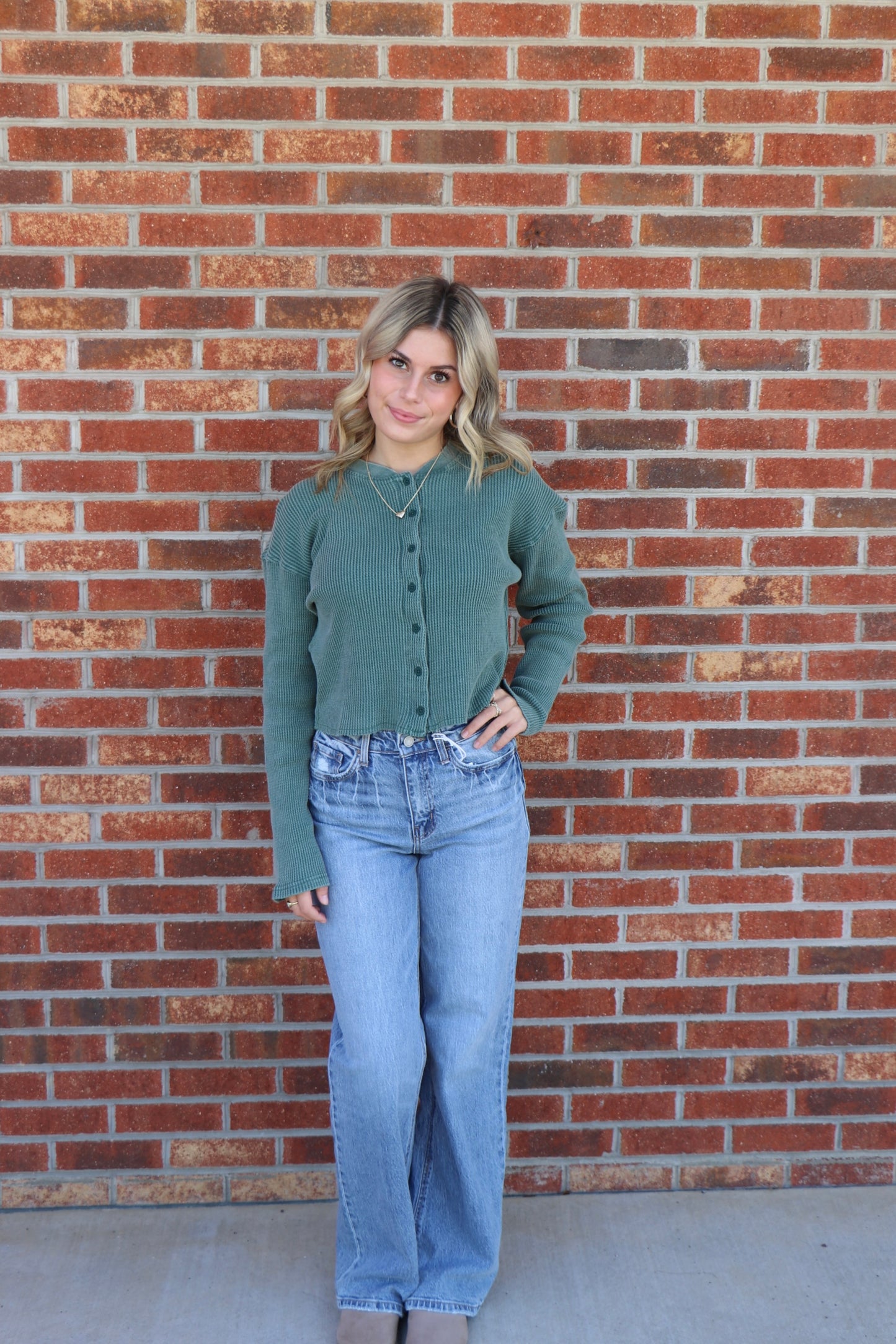 Deep Green Waffle Top