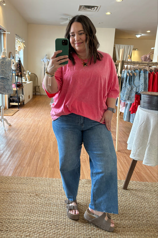 Wide Leg Cropped Denim Pants