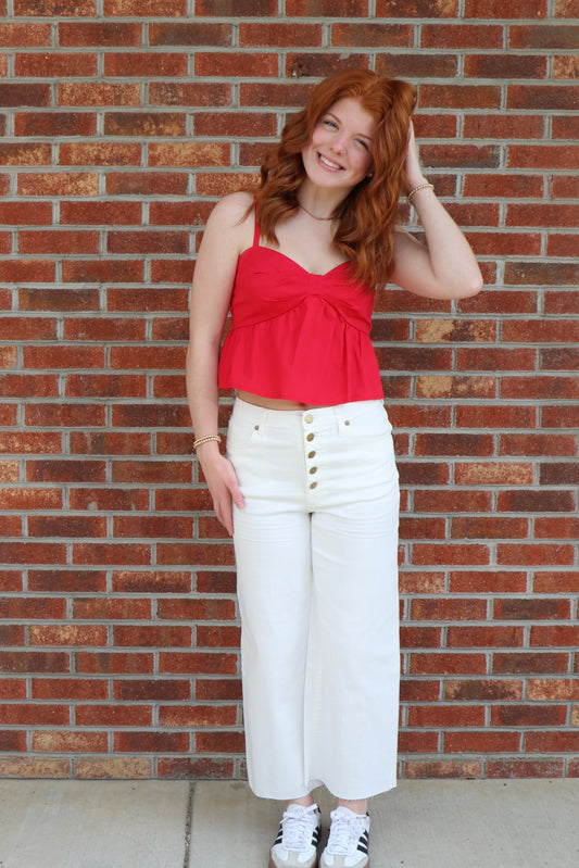 Red Poplin Top