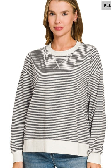Easy Does It Striped Plus Size Pullover