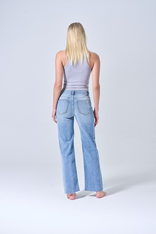 Sneak Peek High Rise Straight Leg Jeans