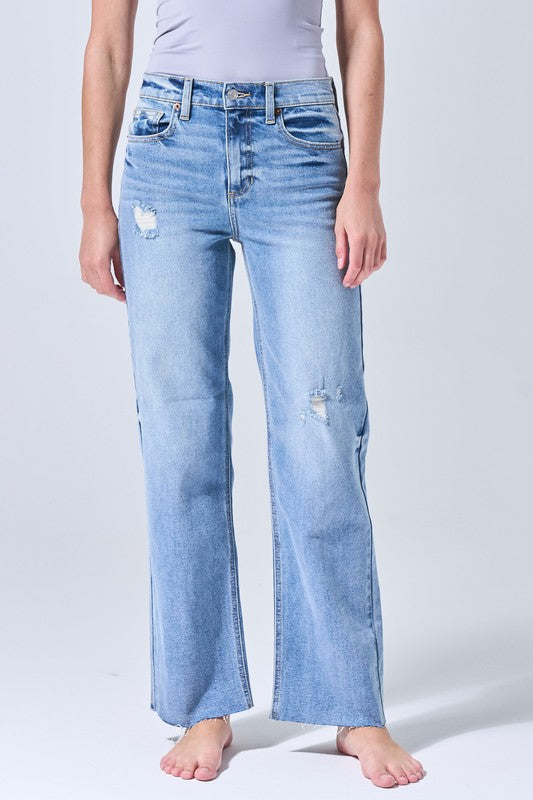 Sneak Peek High Rise Straight Leg Jeans