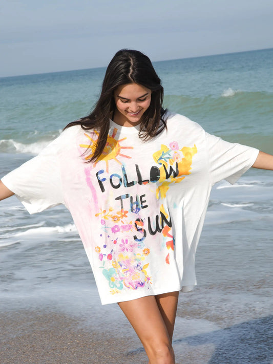 Natural Life One Size Cotton Easy Tee - Follow The Sun White