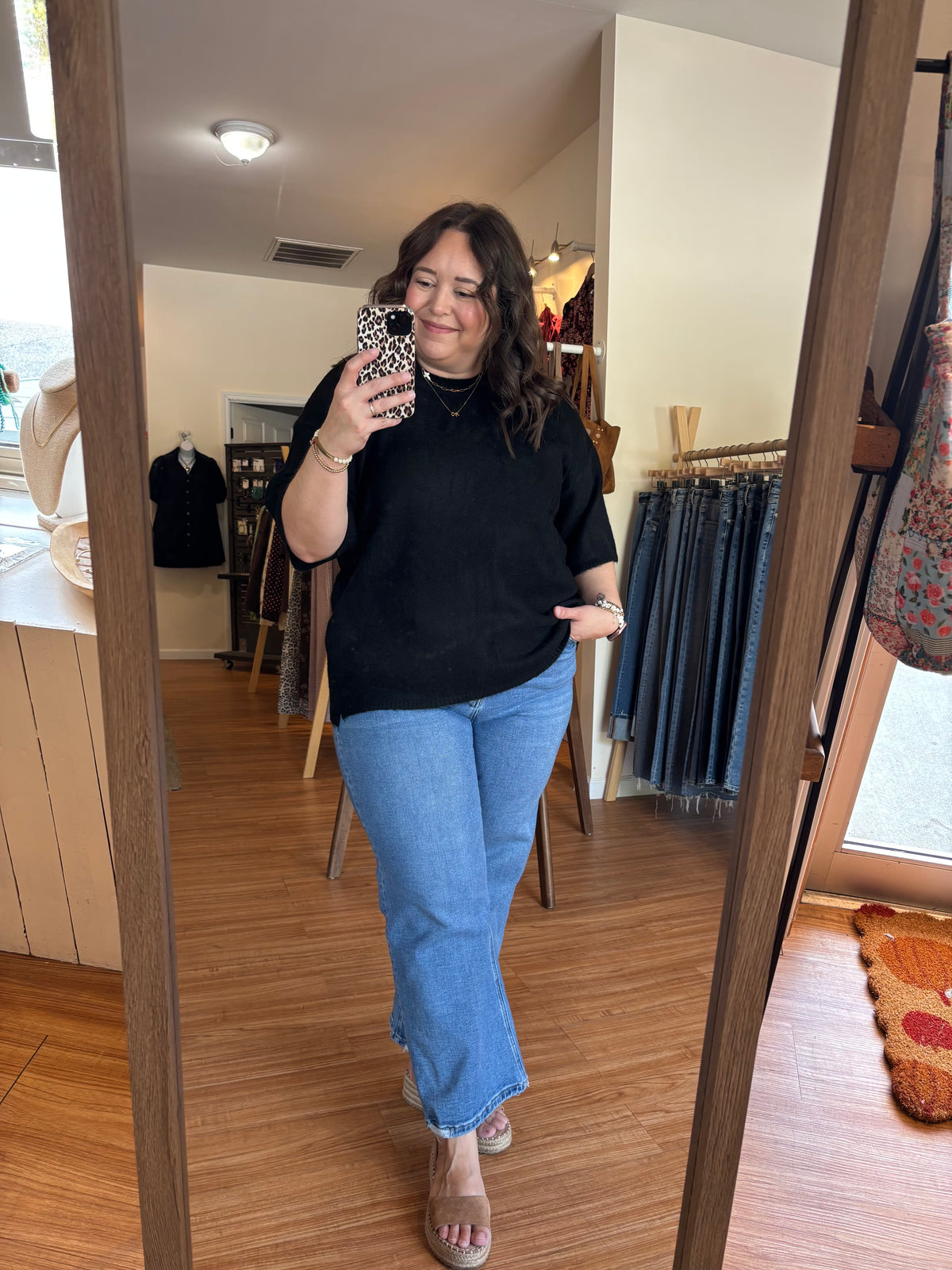 Back in Black Oversized Short Sleeve Sweater