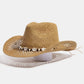 Shell And Beads Strap Straw Cowboy Hat