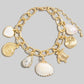 Mixed Heart Pearl Sea Life Charms Chain Bracelet