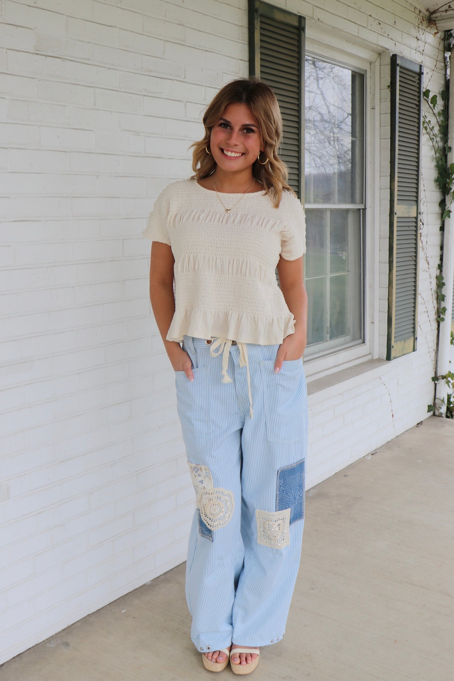 Talk About it Pants in Denim Stripes