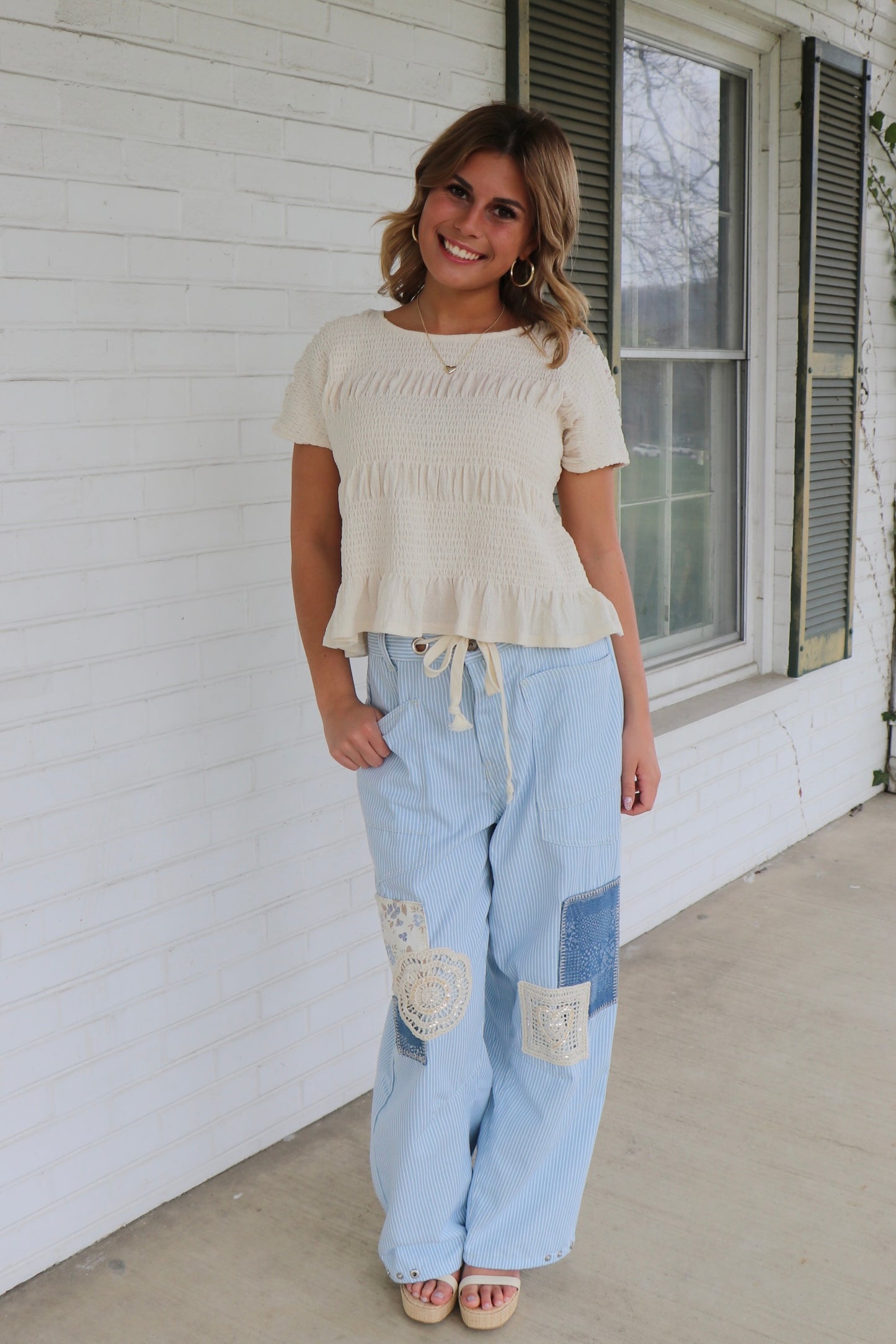 Talk About it Pants in Denim Stripes