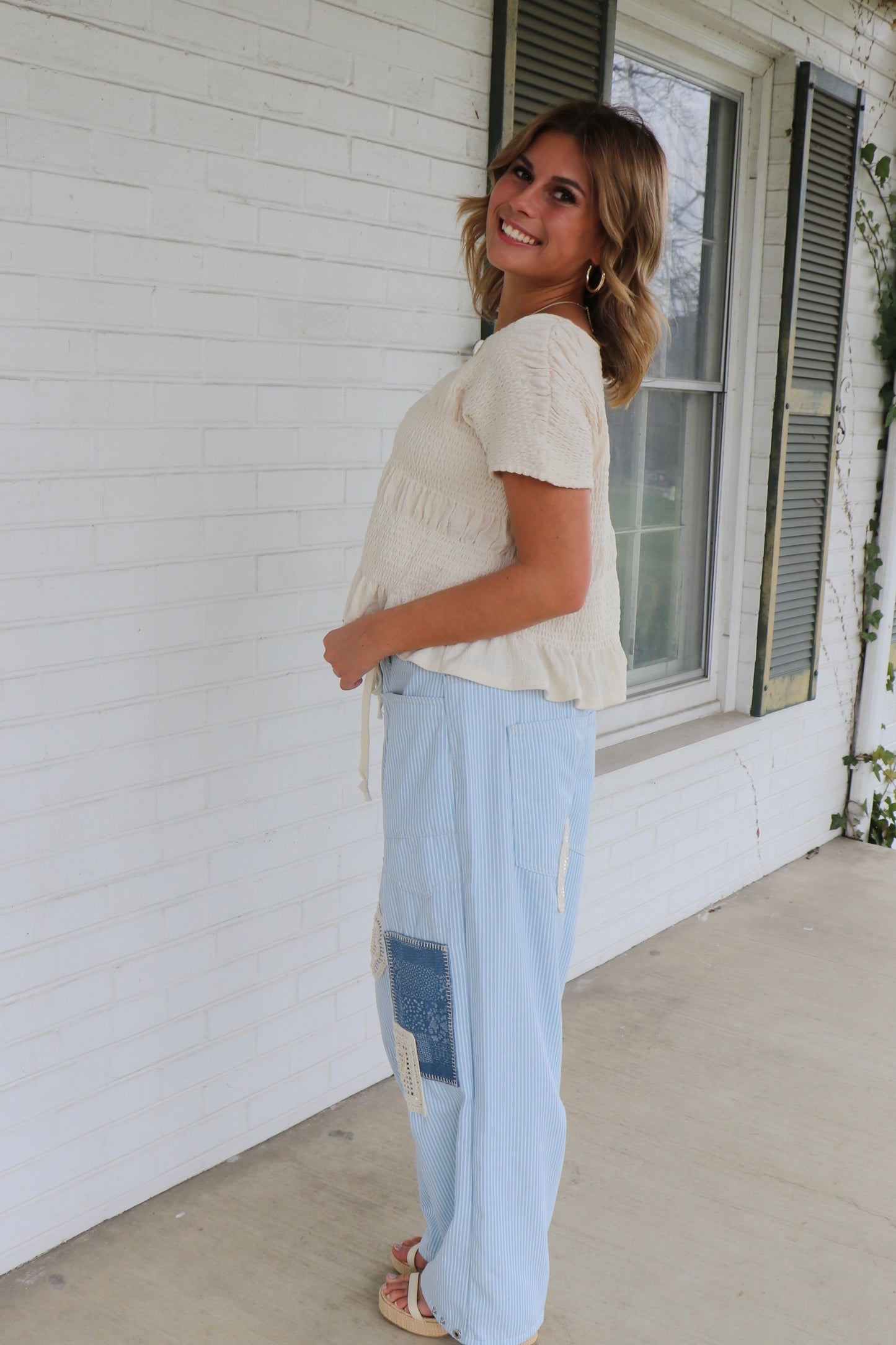 Talk About it Pants in Denim Stripes