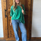 High Rise Cuffed Denim Pants
