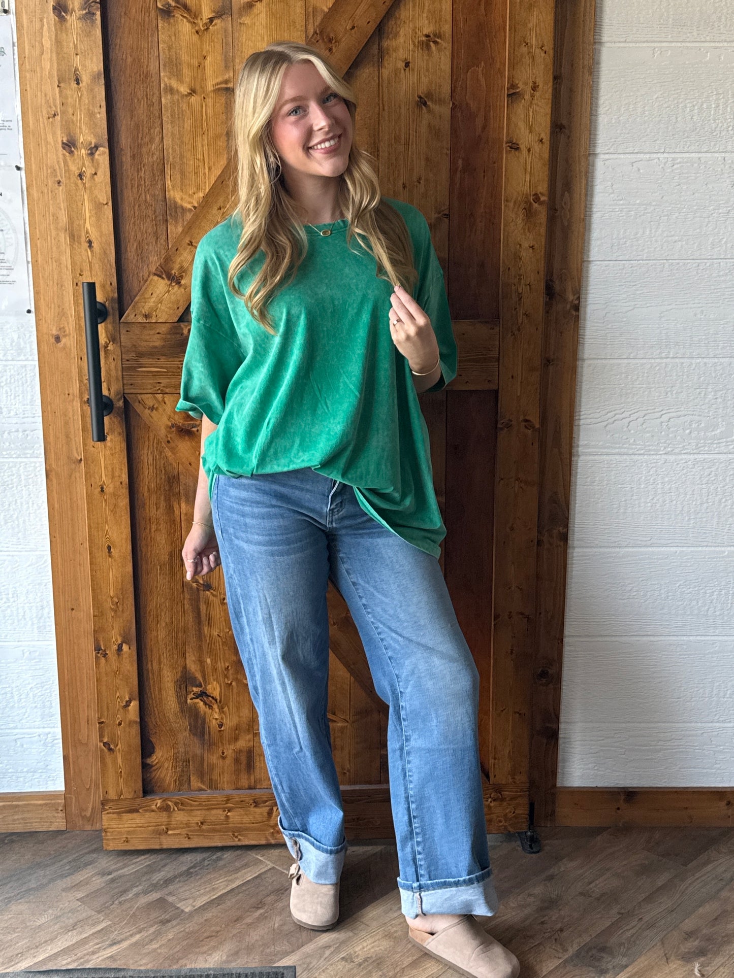 High Rise Cuffed Denim Pants