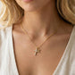 Cz Pave Double Cross Pendant Necklace: G