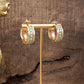 Minimalist Hoops with Faux Pearls or Turquoise – Brushed Gold: Turquoise