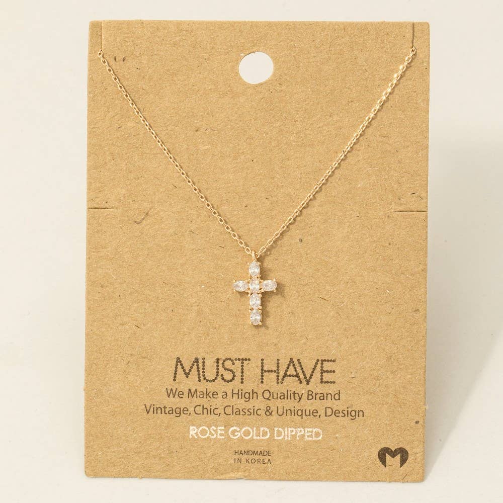 CZ Cross Pendant Necklace