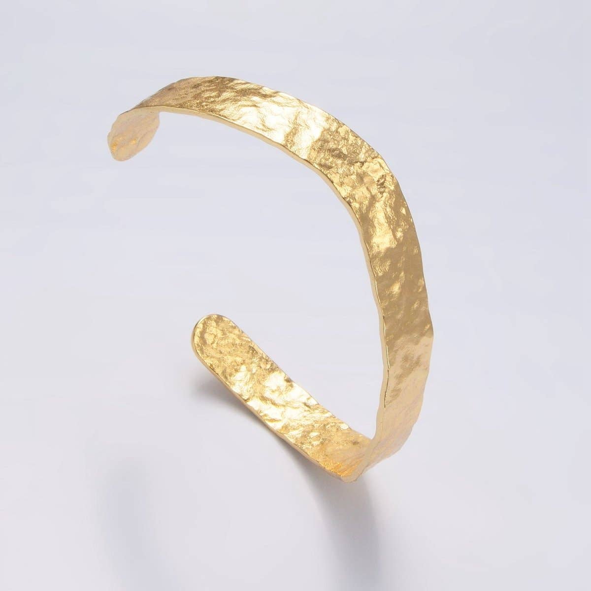 24K Gold Filled Hammered Band Cuff Bracelet | WA-2655