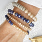 Bracelets stack of 4 piece beaded with Blue Semi Precious stones glass wooden and golden beads
