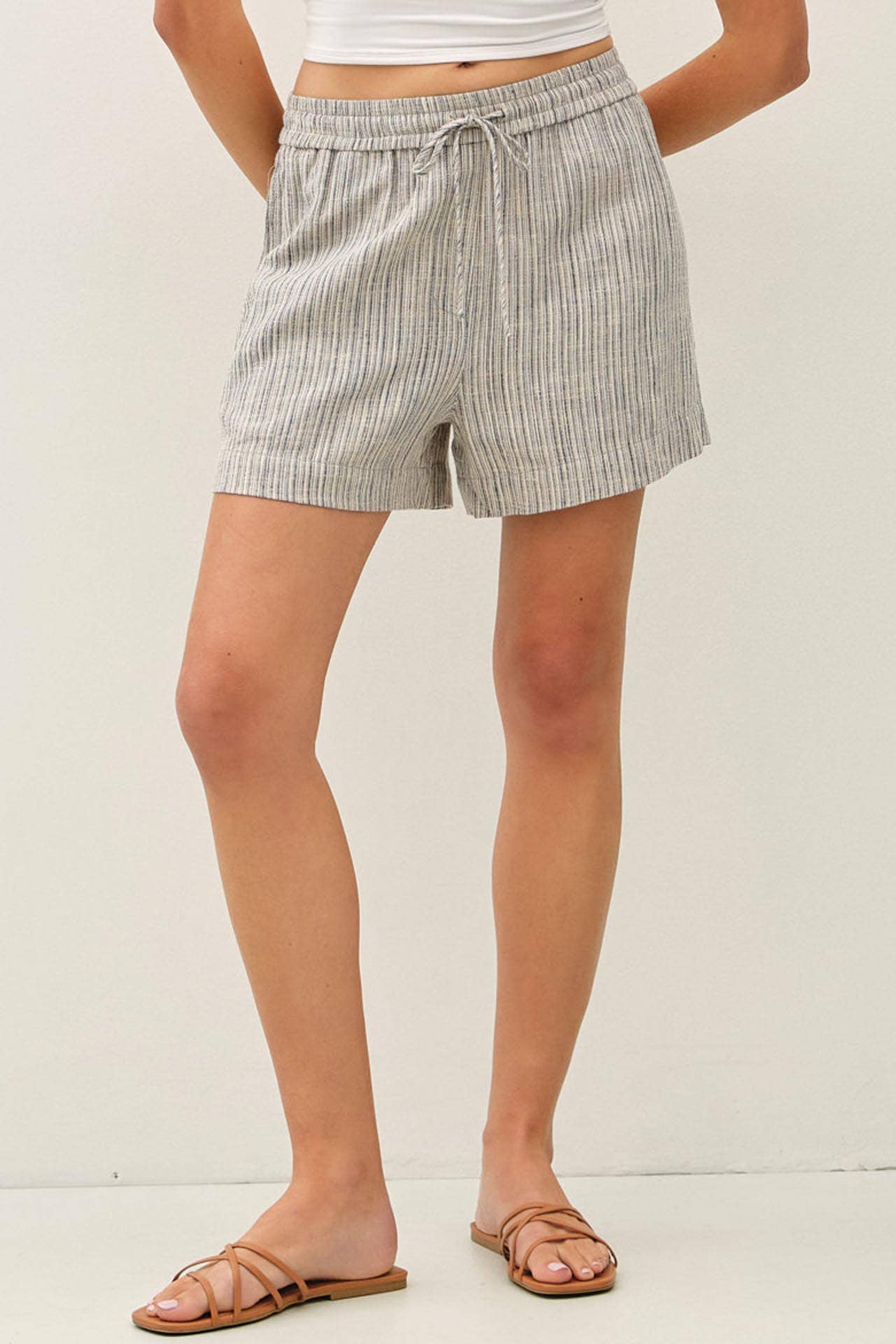 Linen Blend Shorts- Slate