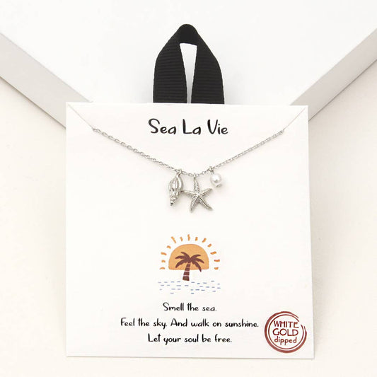 Gold-Dipped Beach Charms Necklace Silver