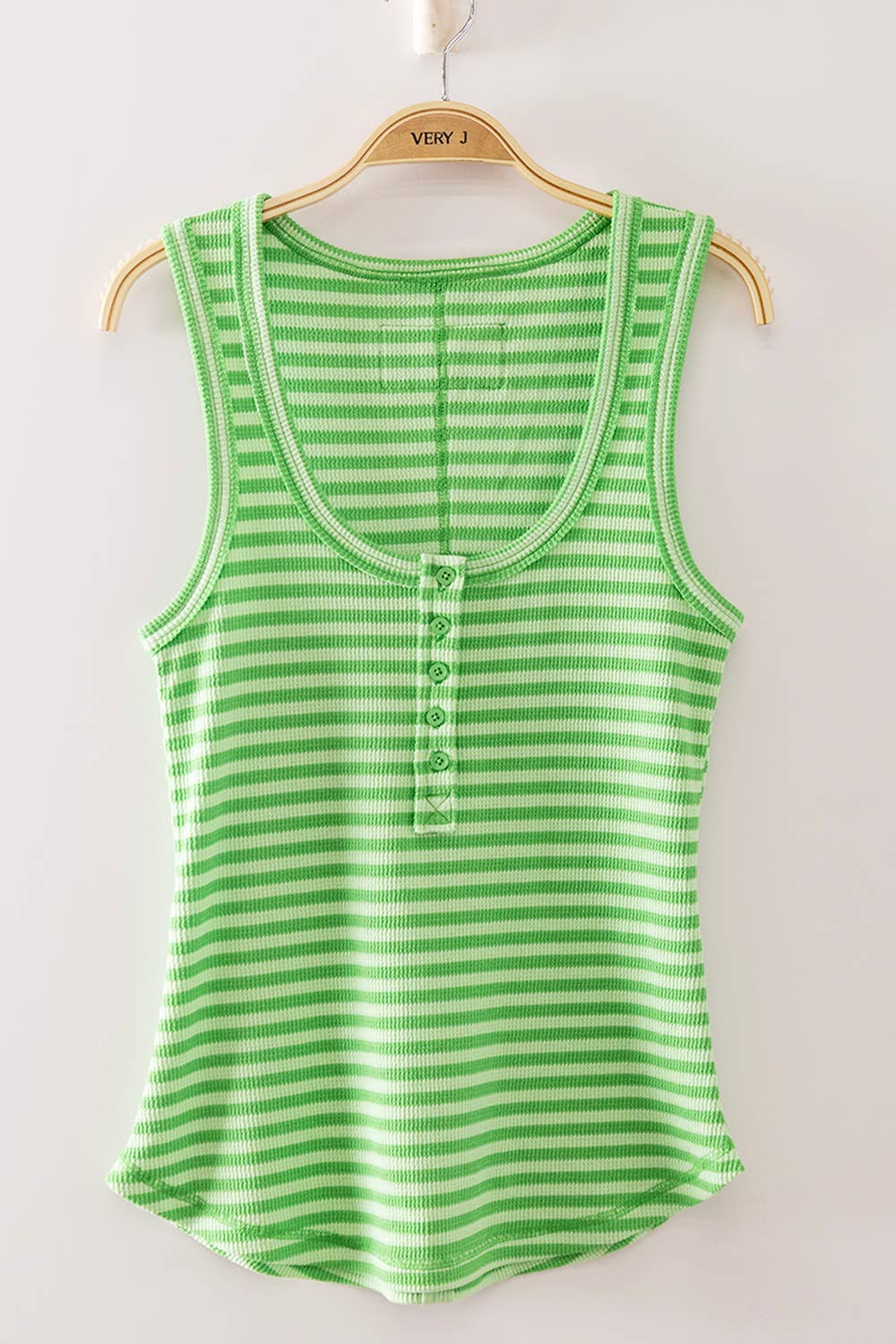 Key Lime Stripe Henley Tank Top