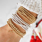 Minimal Cross charm Stretchy Bracelet Set in Gold tone with Ball Beads