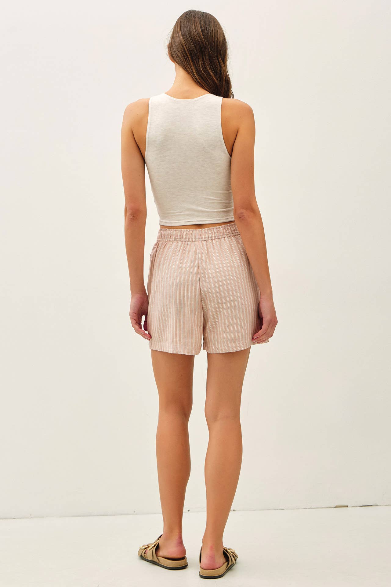 Linen Blend Shorts- Hazelnut