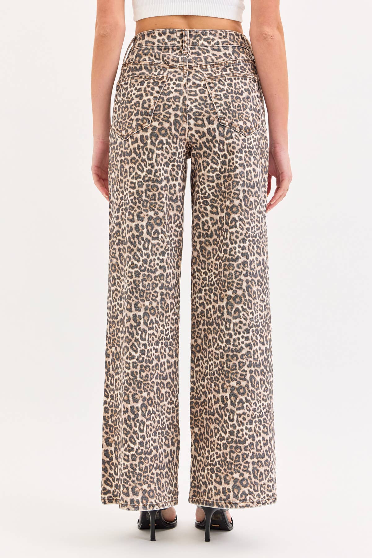 Leopard High Rise Wide Leg Jeans