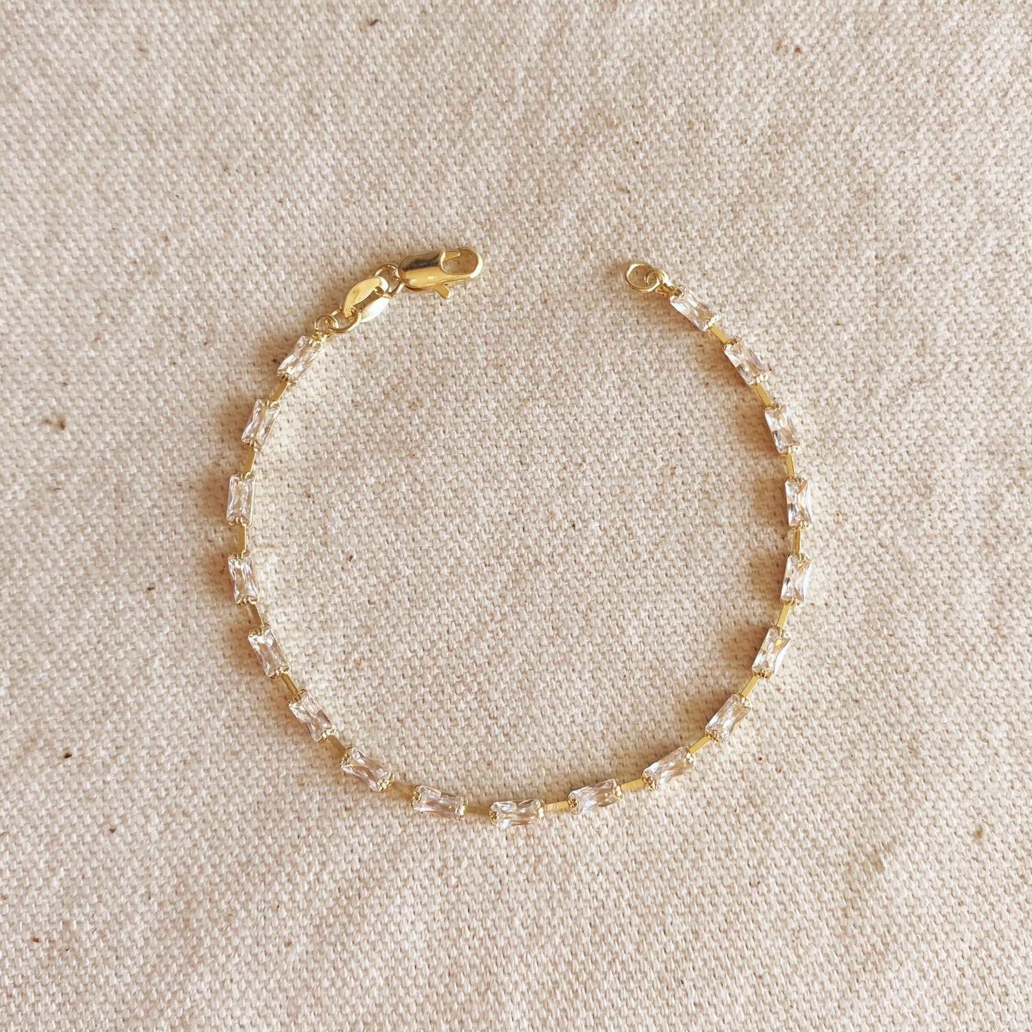 18k Gold Filled Sideway Baguette Tennis Bracelet