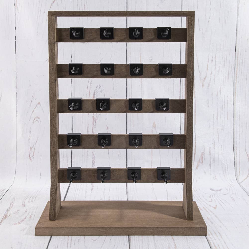 Wood Jewelry Card Display Stand With Twenty Hooks: LT