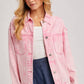 DENIM BUTTON DOWN OVERSIZED JACKET: LT.WASH / S