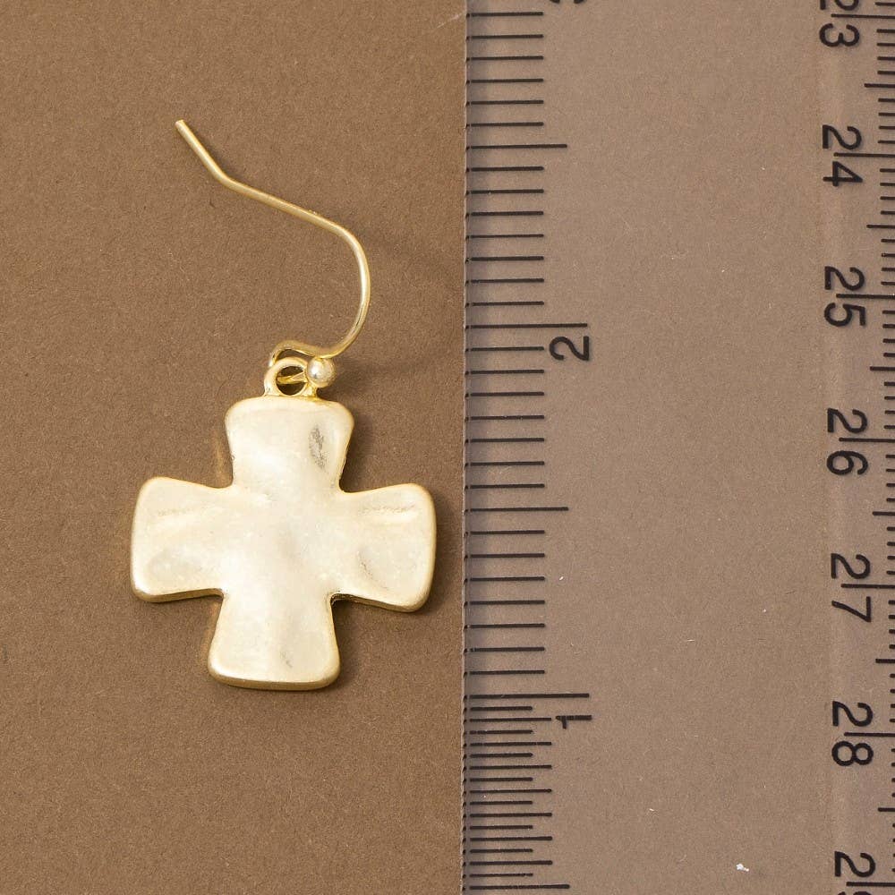 Vintage Gold Dipped Cross Dangle Earrings: GOLD