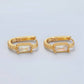 24K Gold Filled 18mm Baguette CZ Dotted Oblong Huggie Earrings | T093