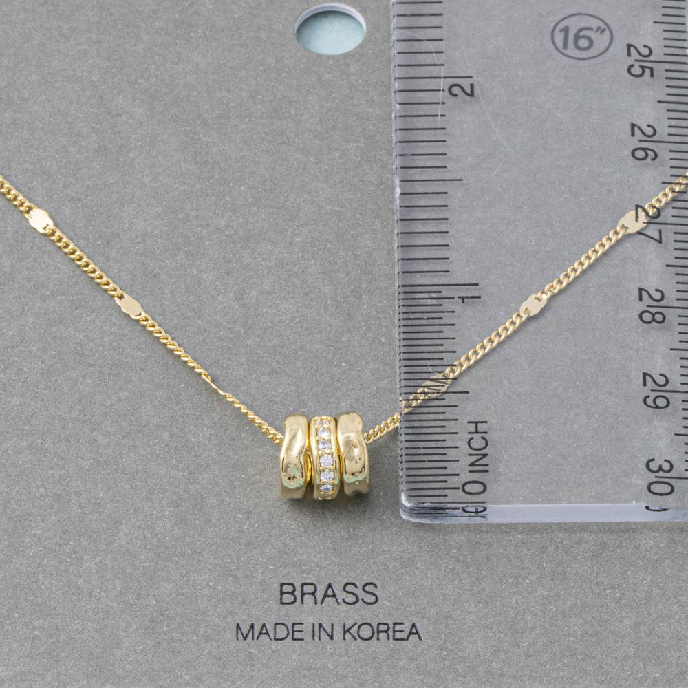 Triple Ring Charm Station Chain Necklace