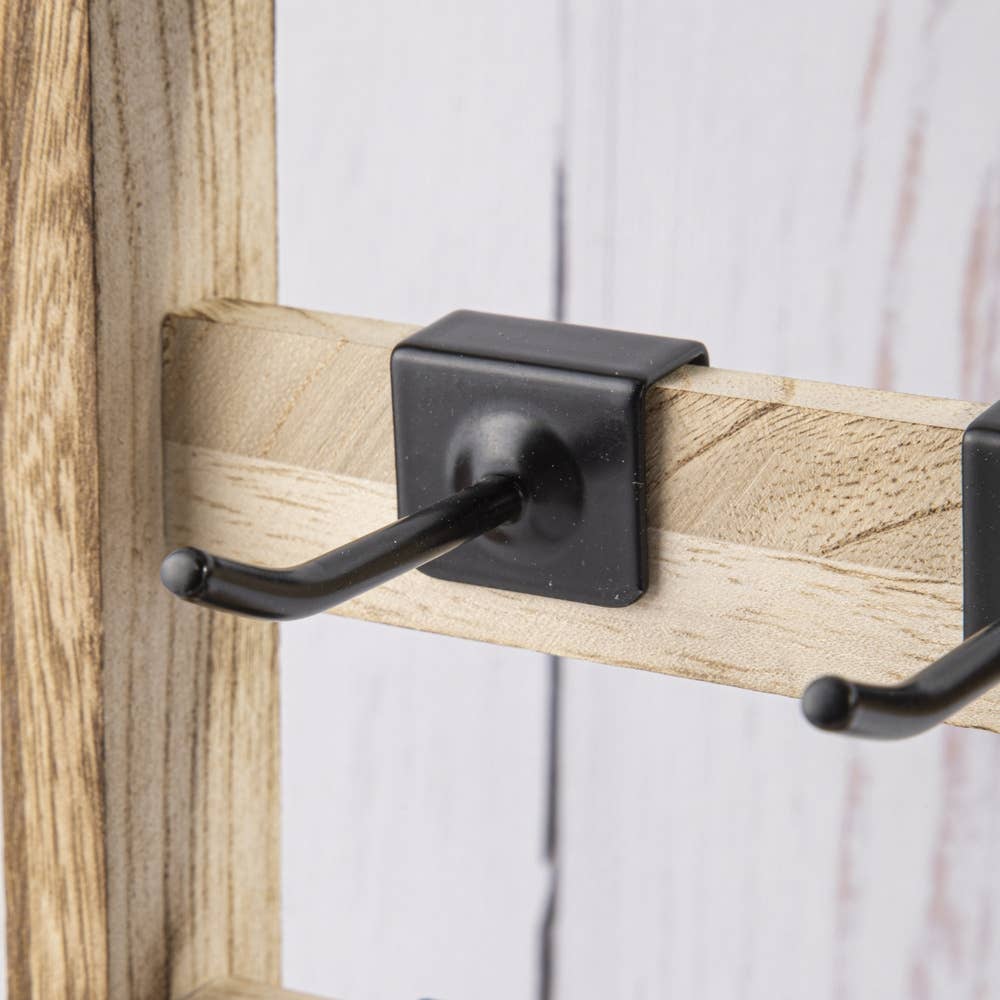 Wood Jewelry Card Display Stand With Twenty Hooks: LT