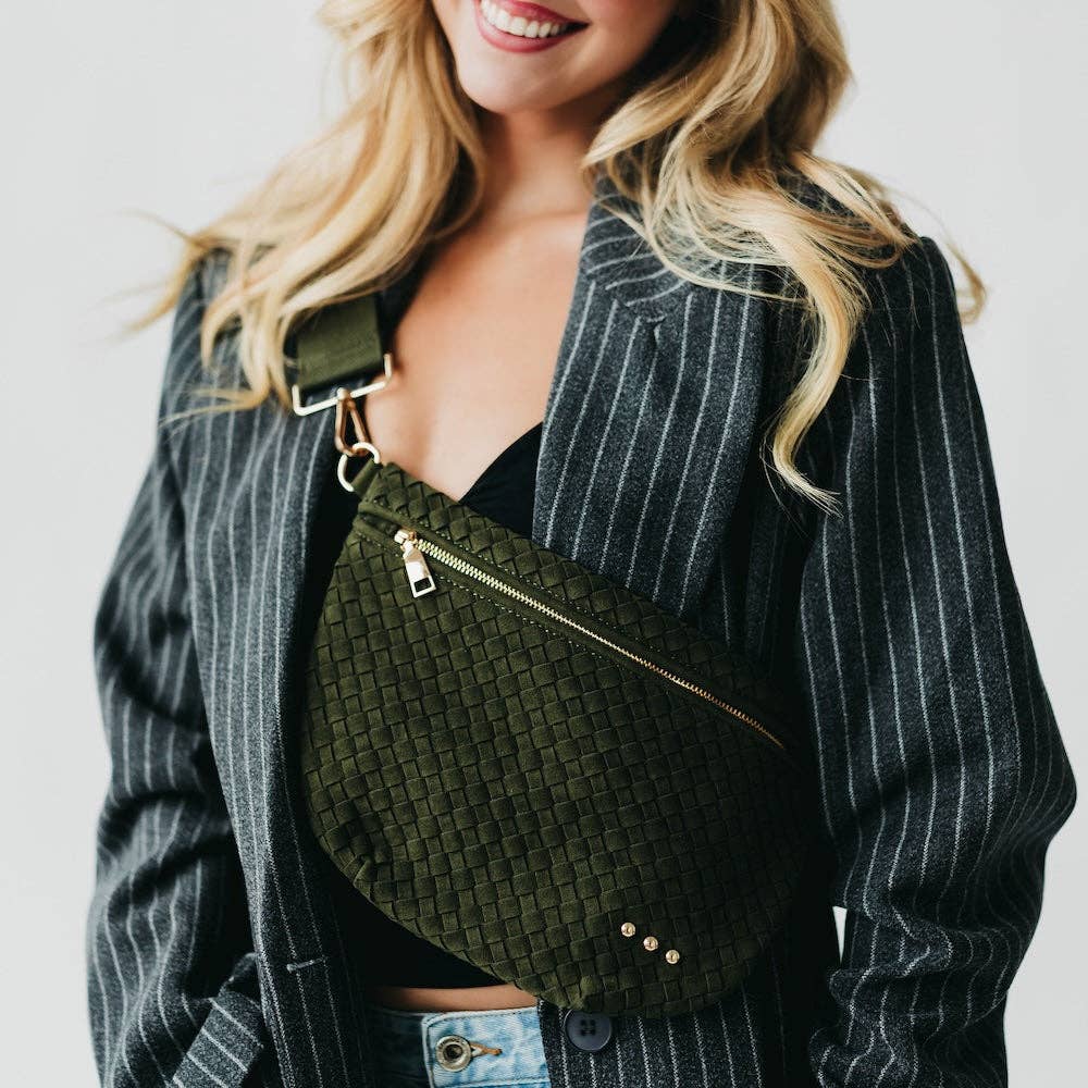 Suede Westlyn Woven Bum Bag: Suede Chocolate