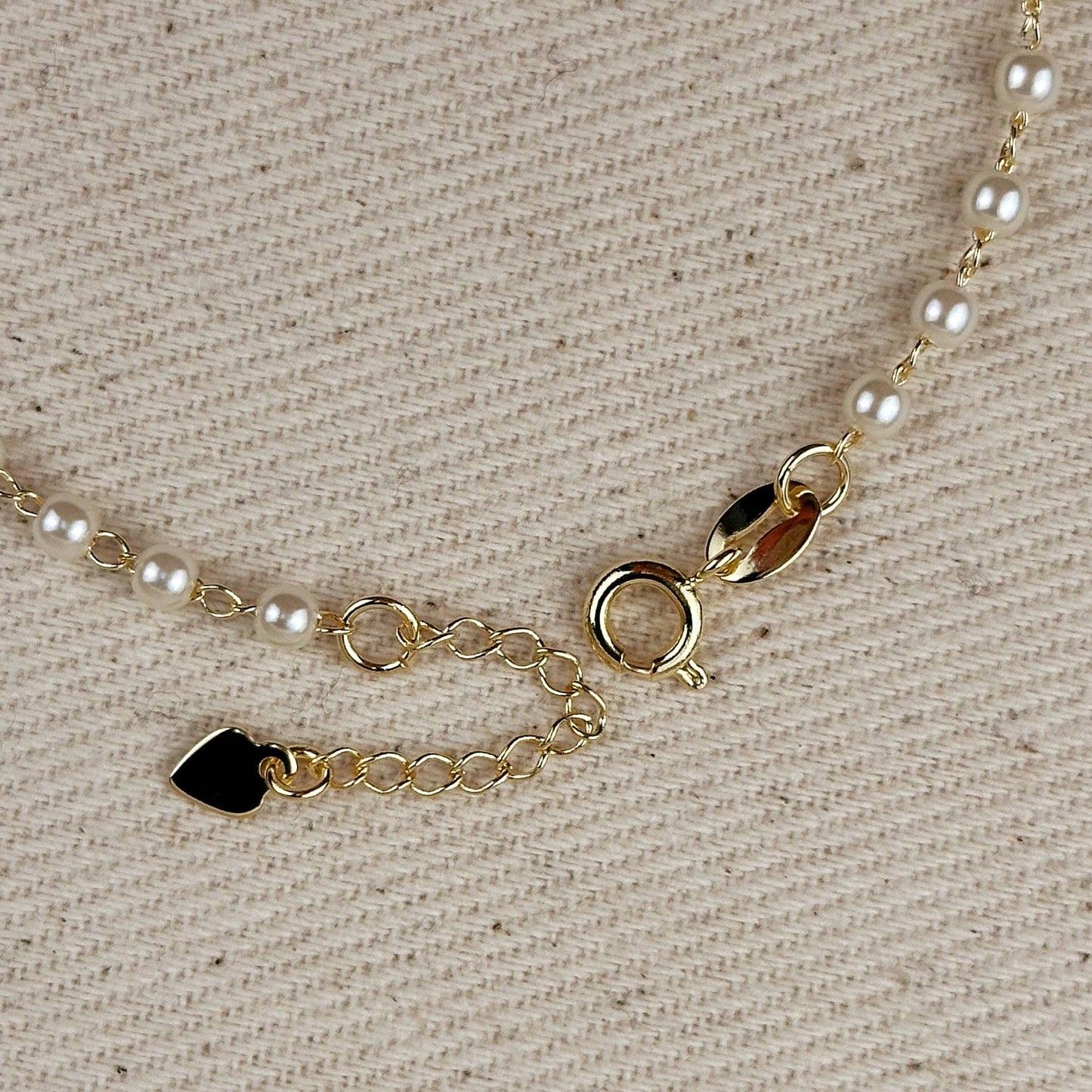 18k Gold Filled 3mm Pearl Bracelet: 7.25 inches