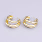 14K Gold Filled 30mm Triple Band Bar C-Shaped Hoop Earrings