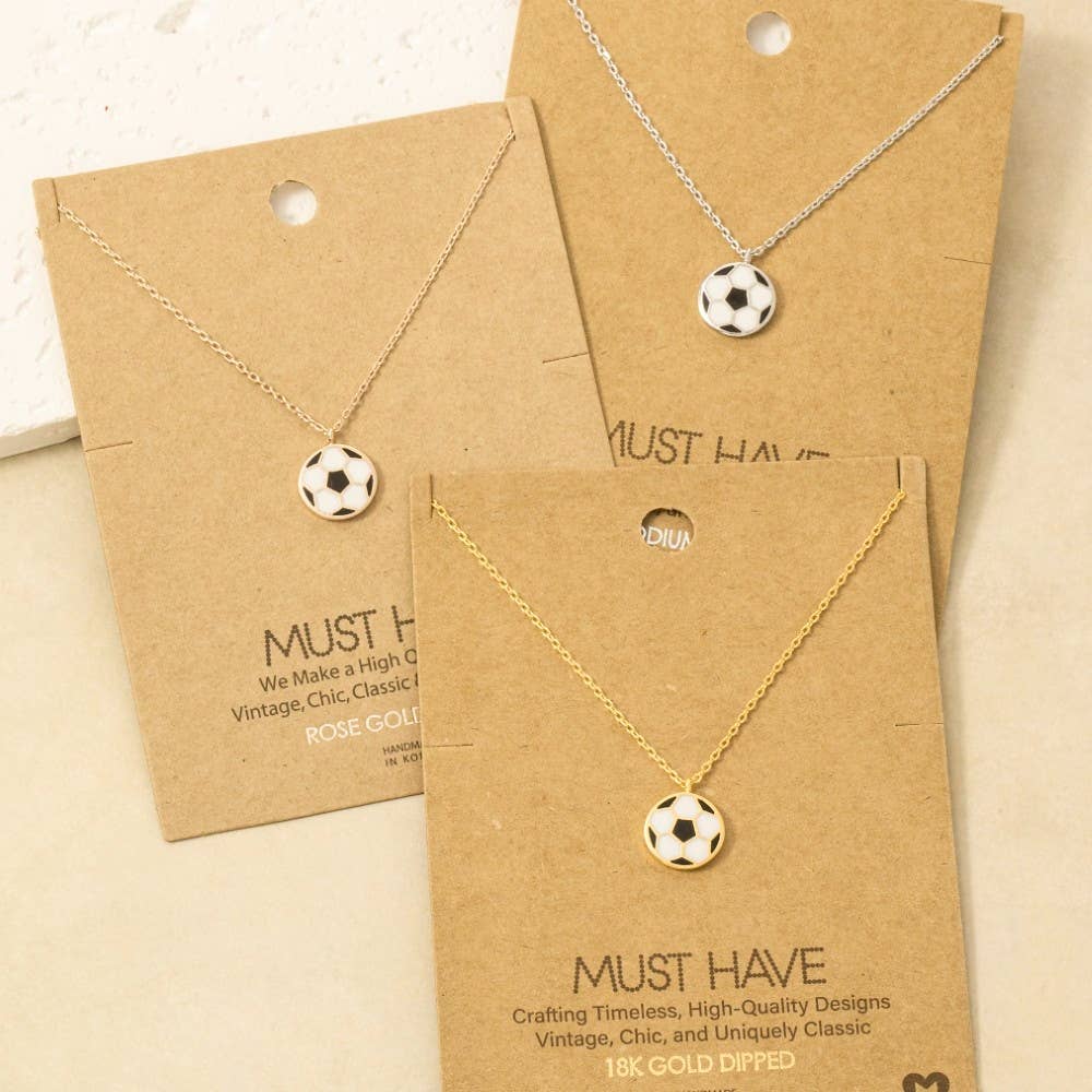 Game Day Gold Dipped Epoxy Soccer Ball Pendant Necklace: G