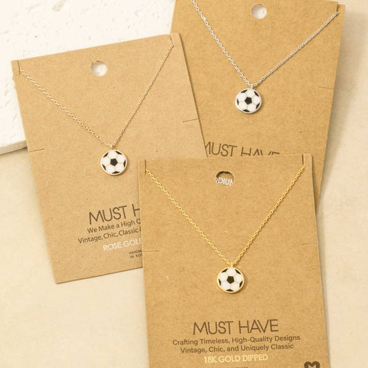 Game Day Gold Dipped Epoxy Soccer Ball Pendant Necklace: G