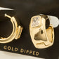 Gold Dipped Cz Baguette Wide Hinge Hoop Earrings