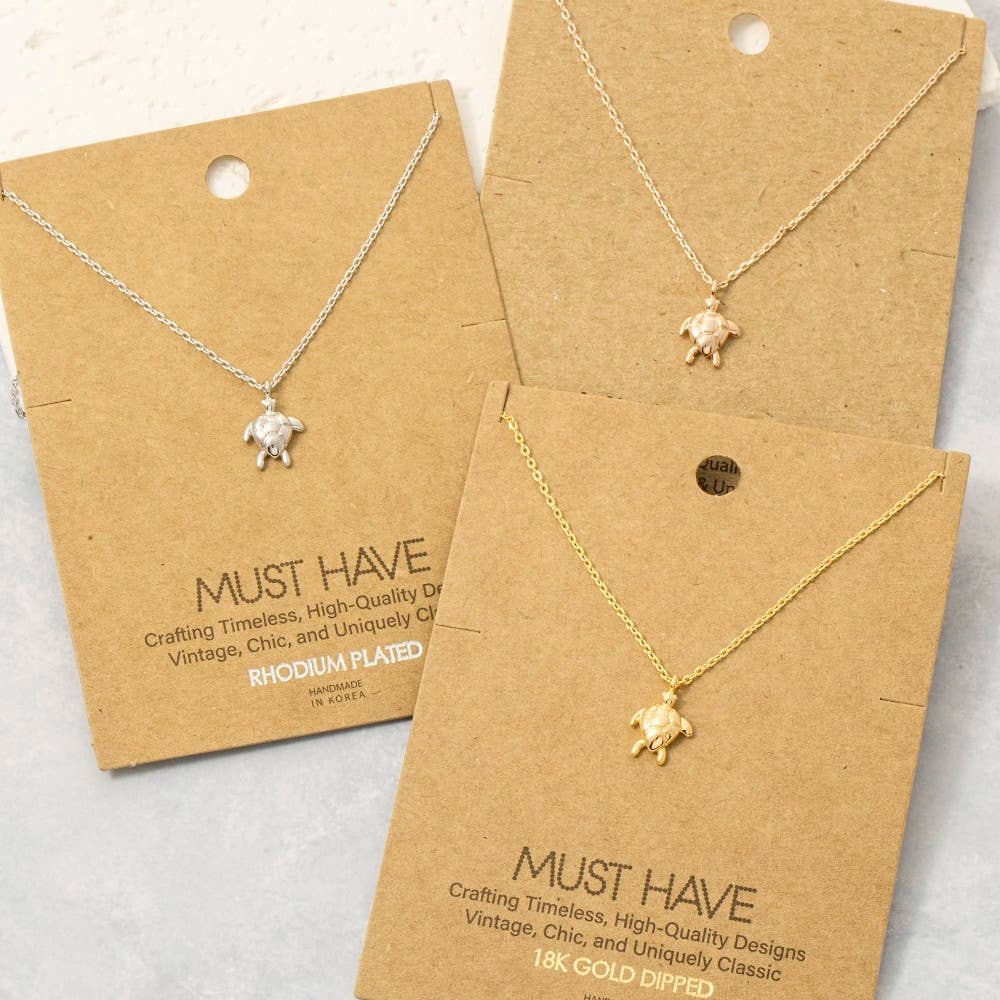 Gold Dipped Turtle Pendant Necklace: G