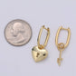 Lock gold earrings - Padlock hoop earrings - Huggie earrings - Padlock huggie hoops - Gold key hoops - key earrings Q-184