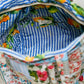 Quilted Patchwork Print Shoulder Tote Bag: IVORY/BLUE / Os