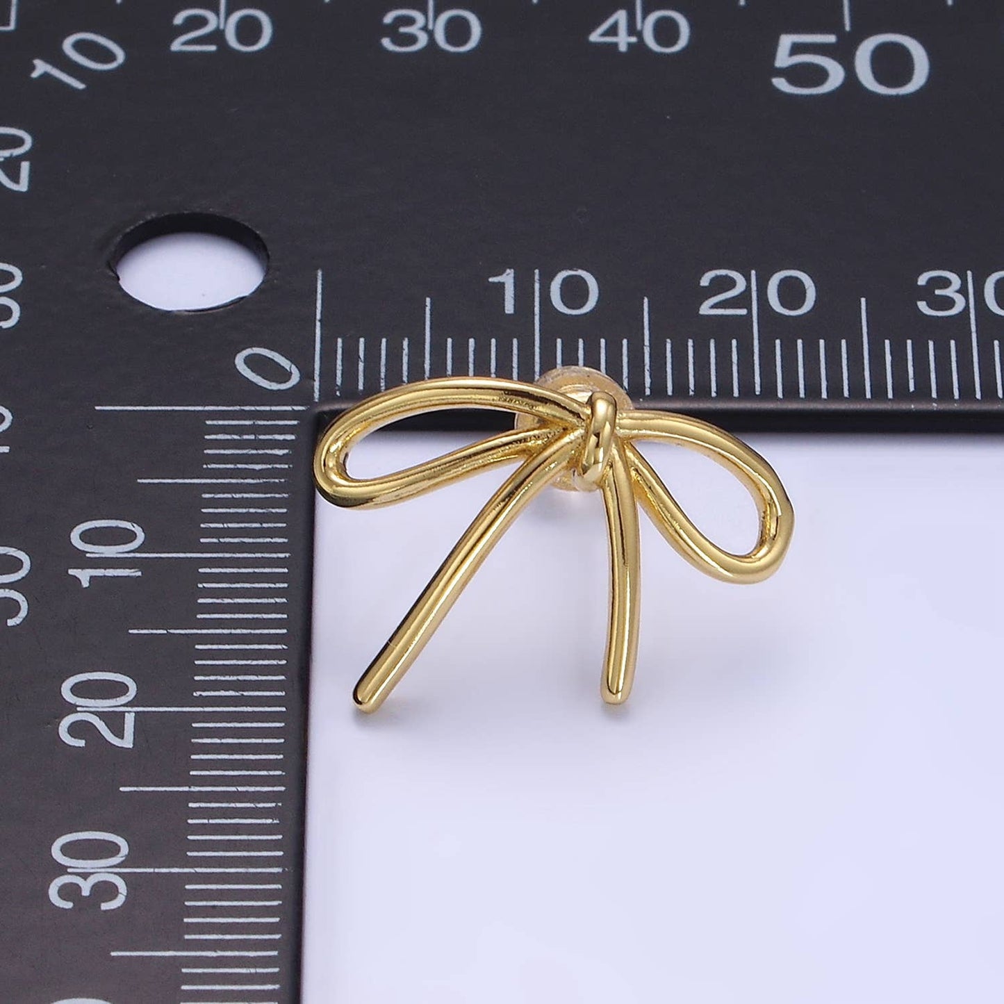 14K Gold Filled Minimalist Tied Ribbon Bow Stud Earrings : Gold