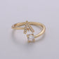 Adjustable Gold Initial Ring With CZ R370~R395: H