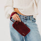 Suede Emma Woven Clutch Wristlet: Burgundy