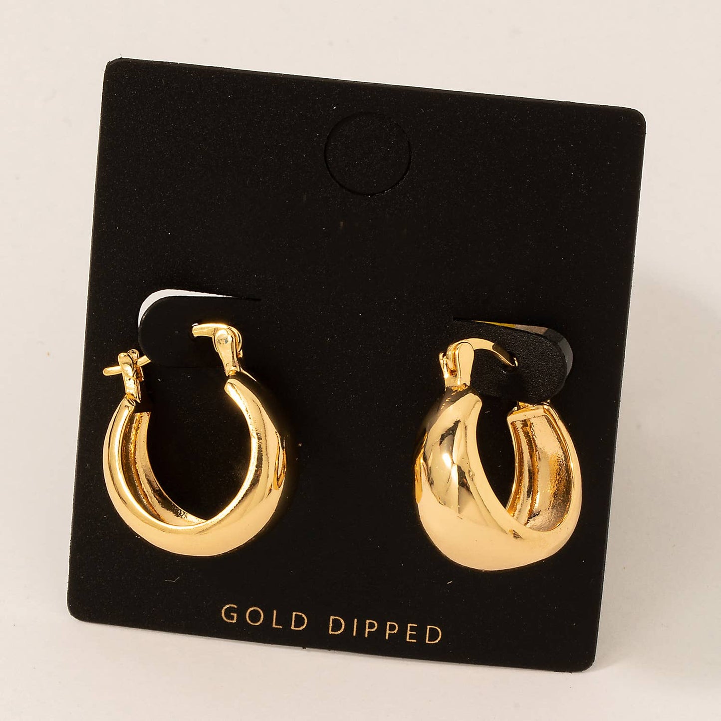 Gold Dipped Beveled Latch Hoop Earrings