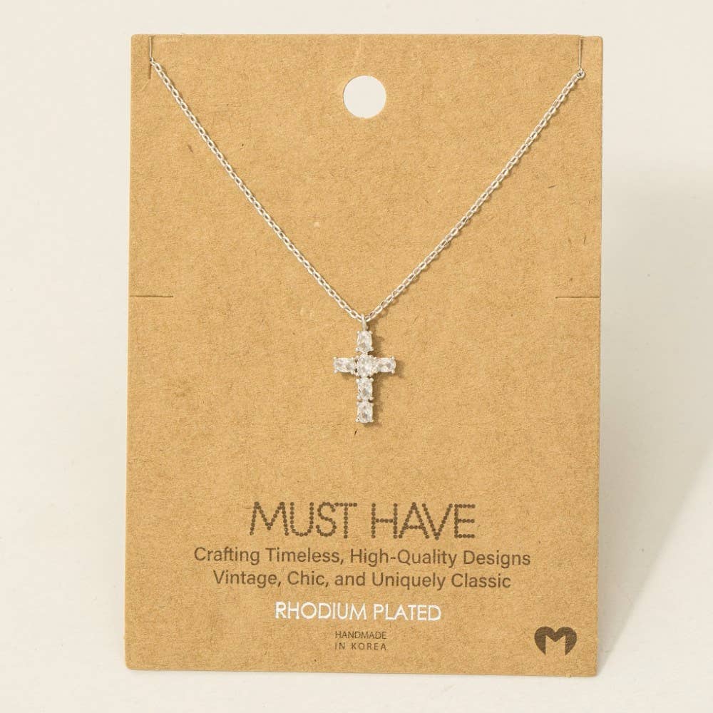 CZ Cross Pendant Necklace
